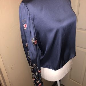H&M blue satin blouse